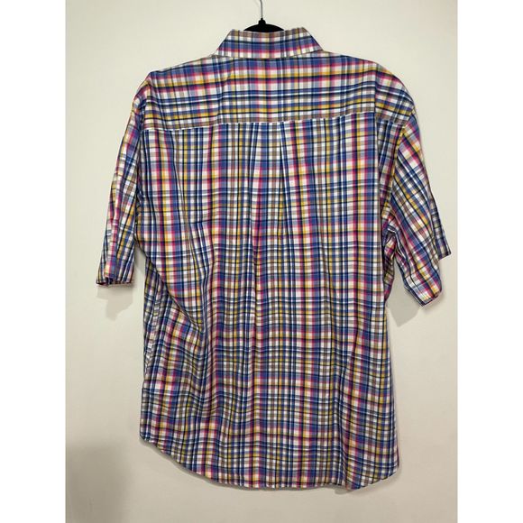 Peter Millar Mens Short Sleeved Button Up Plaid Casual Shirt Size L - Picture 2 of 4